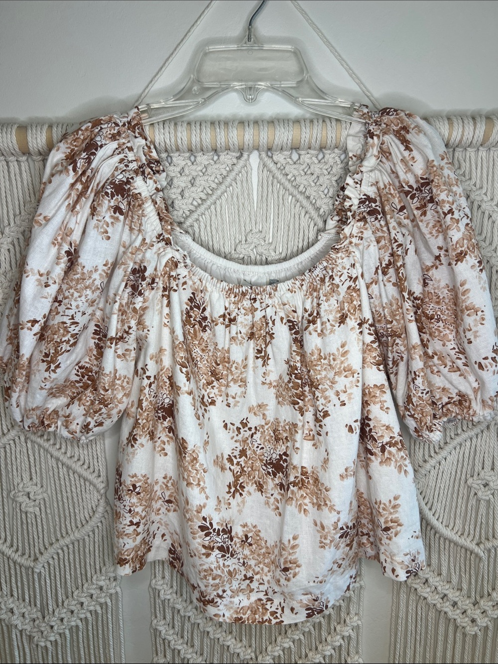 Abercrombie & Fitch White Blouse with Brown Floral Print